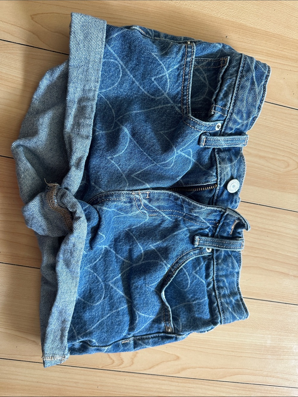 Kid’s  Blue Denim Shorts with Heart Print